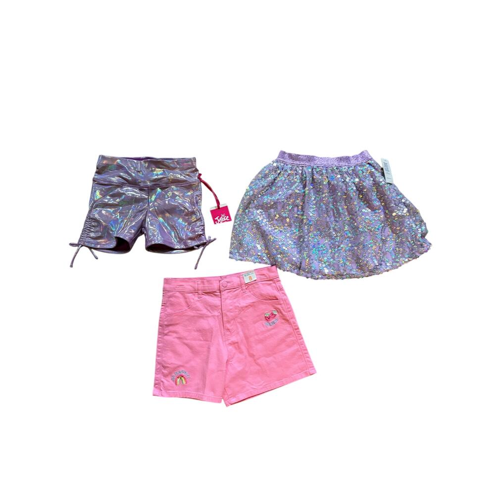 Girls Medium 7/8 Pink &‎ Purple Shorts and Skirt Lot NWT - 3 Items
